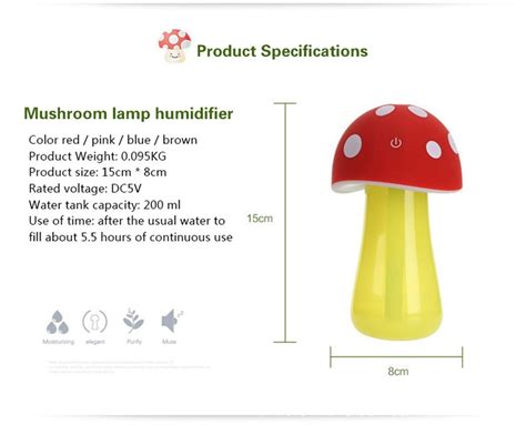 Ollivan Ml Portable Ultrasonic Cool Mist Mushroom Lamp Humidifier