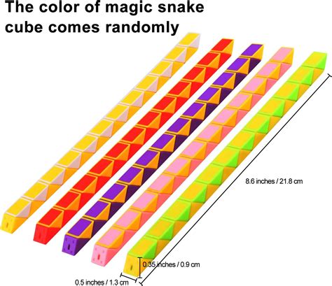 Sunshane 12 Pack 24 Blocks Magic Snake Cube, Mini Snake Speed Cubes ...