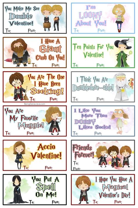 Free Printable Harry Potter Valentines These Cute Watercolor Harry