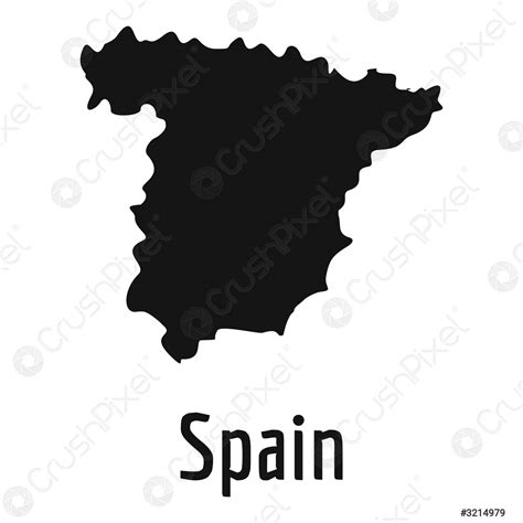 Spain Map In Black Vector Simple Stock Vector Crushpixel