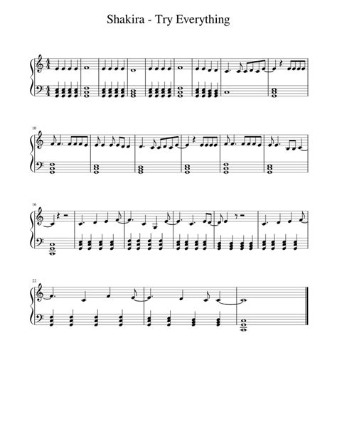 Shakira - Try Everything Sheet music for Piano (Solo) | Musescore.com