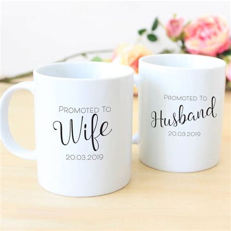 Promoted To Husband And Wife Personalised Mug Set Mugs Set Mugs