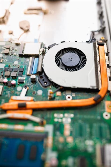 Laptop Ventilation Cooling System, Copper Heatsink Pipe on Motherboard Stock Photo - Image of ...