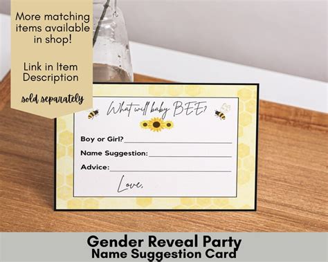 Bee Theme Gender Reveal Party Cupcake Toppers Printable Etsy