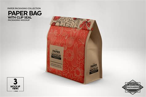 Paper Bags With Clip Seals Packaging Mockup 338560 Branding