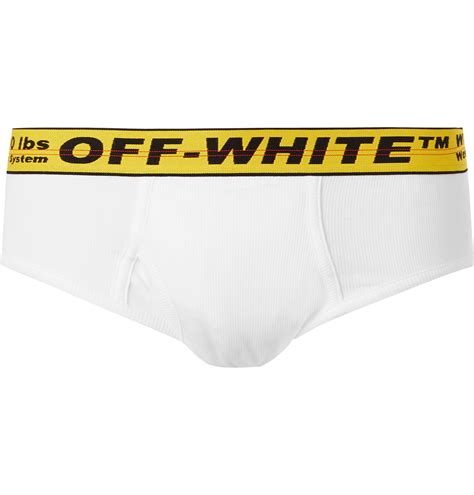 Off White Ribbed Stretch Cotton Briefs Men White The Fashionisto