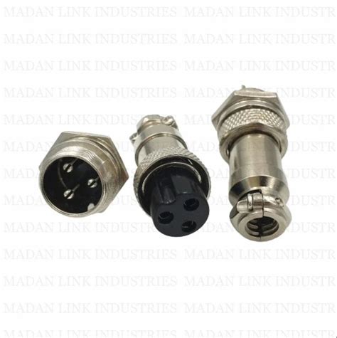 3 PIN FUJI CONNECTOR 3 PIN GX16 MALE FEMALE PANEL MOUNT AVIATION