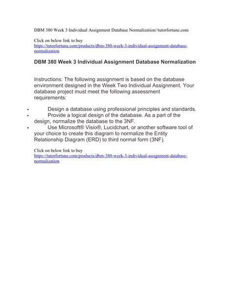 PPT DBM 380 Week 3 Individual Assignment Database Normalization