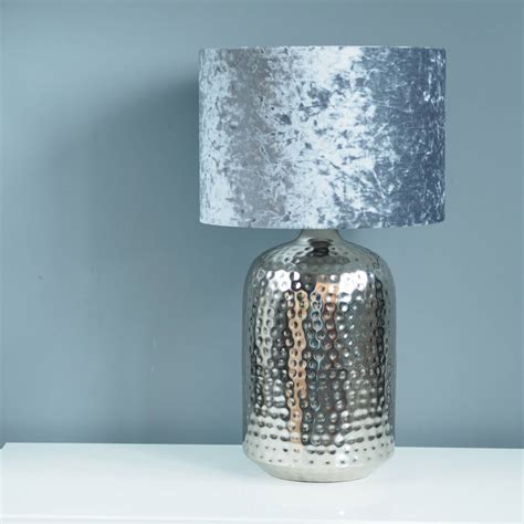 Steel Grey Crushed Velvet Lampshade By Quirk Notonthehighstreet