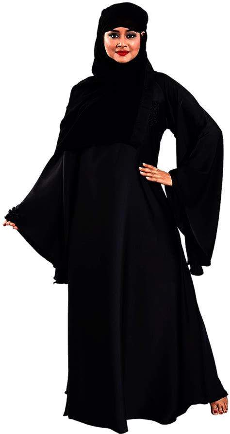 Daily Wear Or Party Wear Plain Modest City Abaya Burqa Black Nida 4