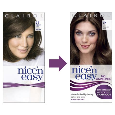 Clairol Nicen Easy Semi Permanent Hair Dye No Ammonia 77 Medium Ash