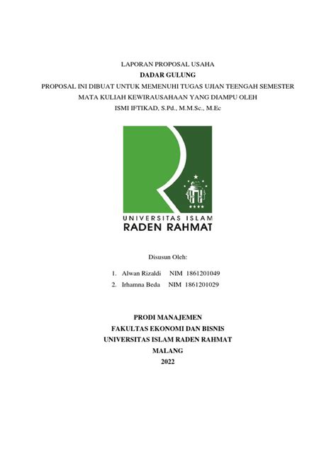 Proposal Kewirausahaan Mahasiswa Pdf