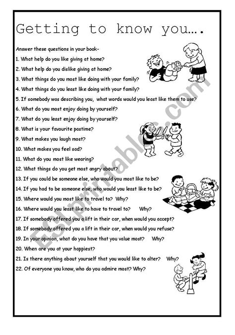 Counseling Getting To Know You Worksheet