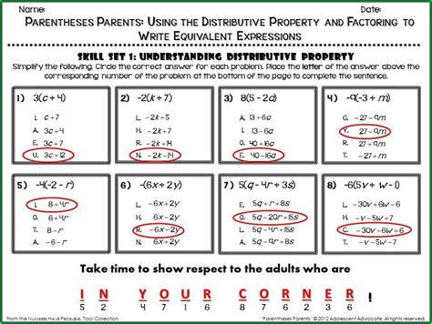 Math Worksheet Distributive Property Area