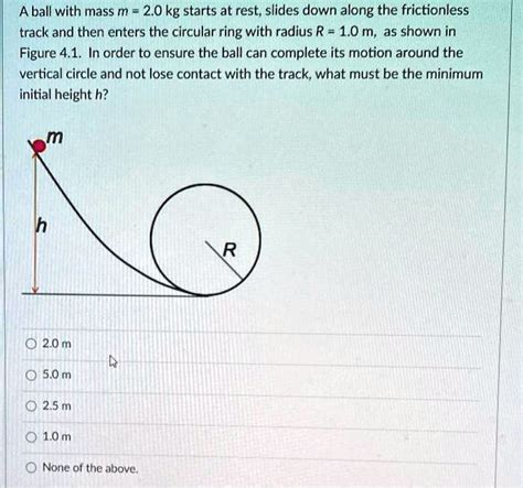 Solved A Ball With Mass M Kg Starts At Rest Slides Down Along