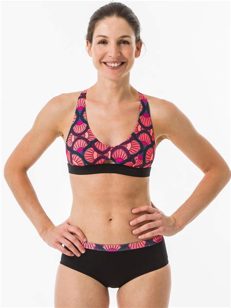 Buy OLAIAN By Decathlon Women Black Pink Printed Diva Surf Bikini Bottom Swim