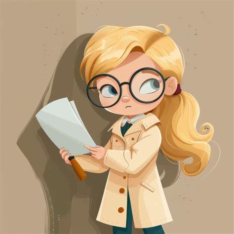 Un Dibujo De Dibujos Animados De Una Chica Con Gafas Leyendo Un Libro