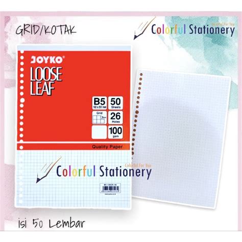 Jual Loose Leaf Kertas Binder GRID Kotak Joyko B5 Isi 50 Lembar