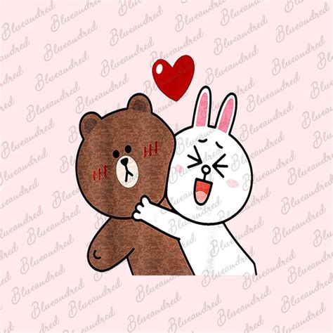 Cute Brown Bear Cony Bunny Rabbit Valentines Lovers Hug Kiss PNG