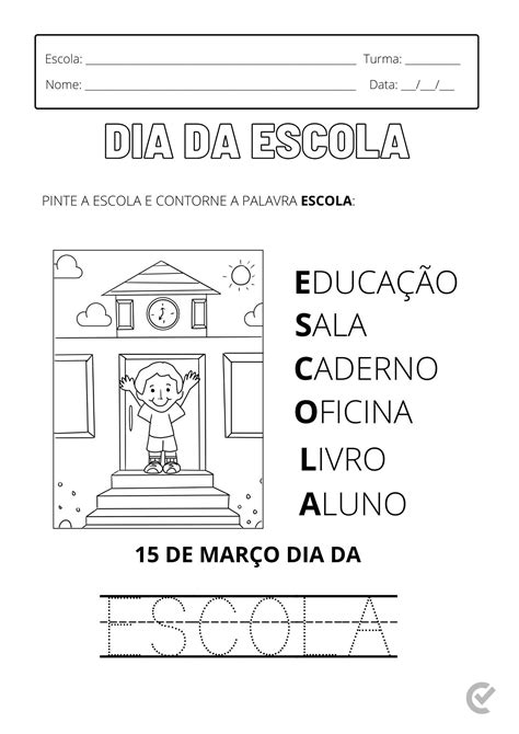 Atividades Sobre O Dia Da Escola Para Imprimir