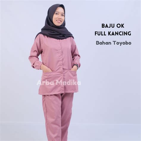 Jual Baju Ok Oka Kancing Depan Full Lengan Panjang Karet Dokter Petugas