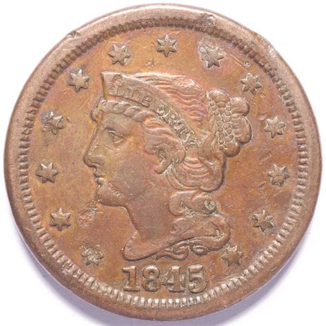 1845 Large Cent Braided Hair Numismax