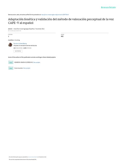 Adaptación Fonética Y Validación Del Método De Valoración Perceptual De