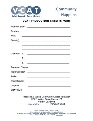 Fillable Online Vcat VCAT Show Credits Form Vcat Fax Email Print