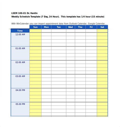 Daily Schedule Template Excel Collection