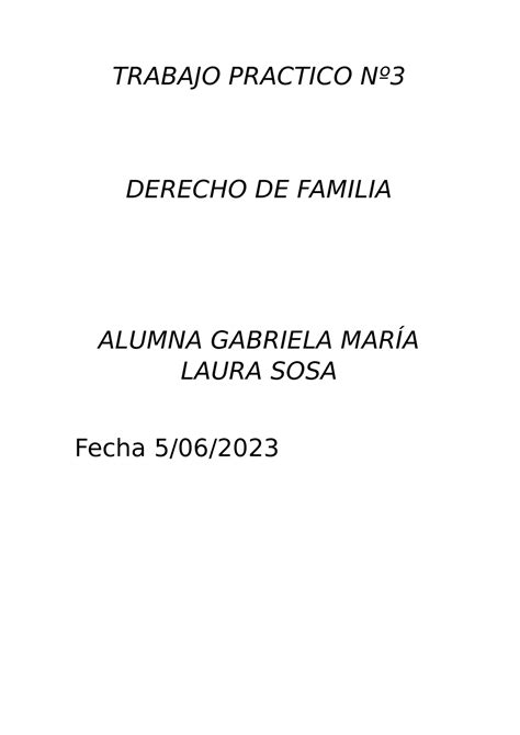 Tp Familia Aprobado Guia Trabajo Practico N Derecho De Familia