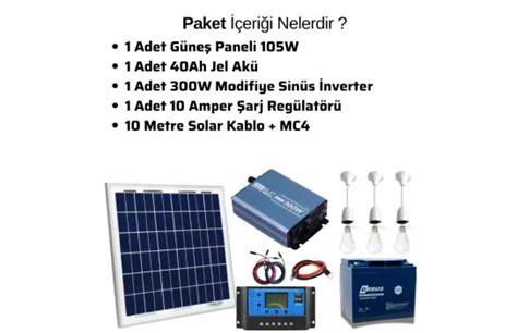 Off Grid Solar Paket Sistemler Watt G Ne Panel Tv Aydinlatma