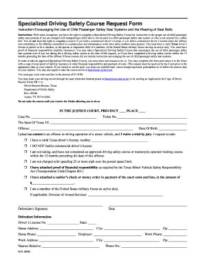 Fillable Online Jp Hctx Driving Safety Request Form Texas Fax Email