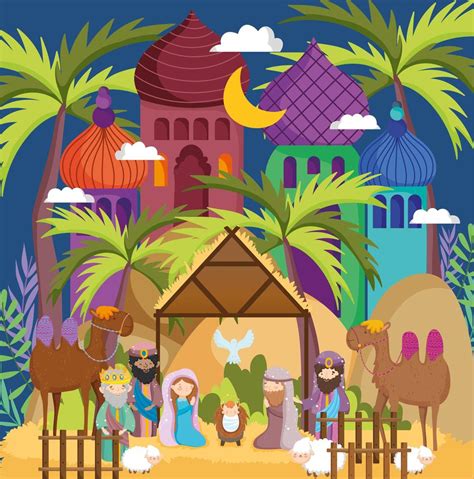 Merry Christmas And Nativity Poster 2047746 Vector Art At Vecteezy