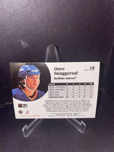 Pro Set Buffalo Sabres Hockey Card Dave Snuggerud Ebay