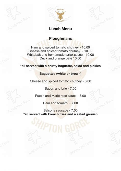 Menu at The New Inn pub & bar, Bridport, Shipton Rd