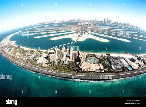 Aerial View Of Palm Jumeirah And Atlantis Hotel Dubai United Arab