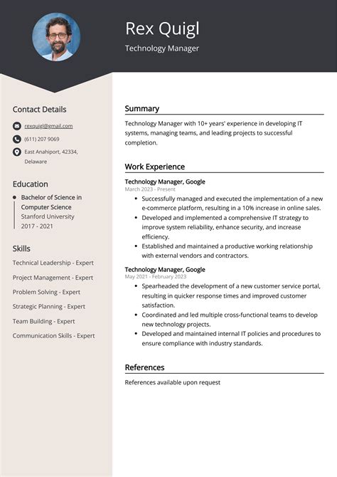 Technology Manager Cv Examples Template Tips