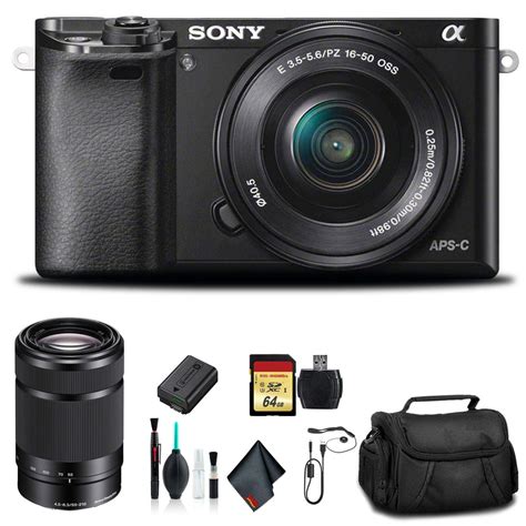 Sony Alpha A6000 Mirrorless Camera 16 50mm And 55 210mm Lenses Ilce6000y B Sof