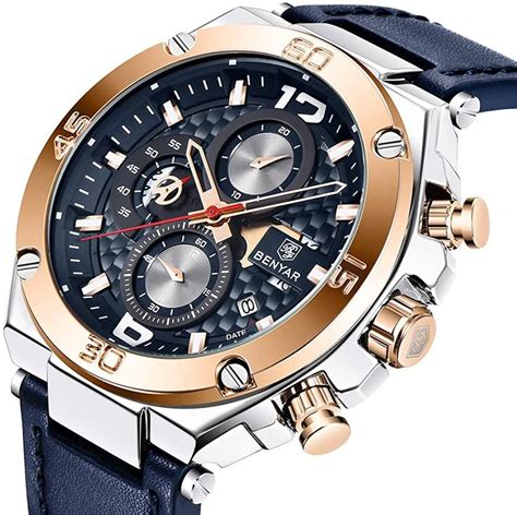 By Benyar Montre Homme Analogique Quartz Chronographe Grand Cadran M