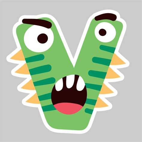 Autocollant Lettre V Alphabet Enfant Monstre Zonestickers