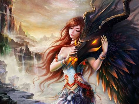 Dragon Fantasy Woman Hd Wallpaper