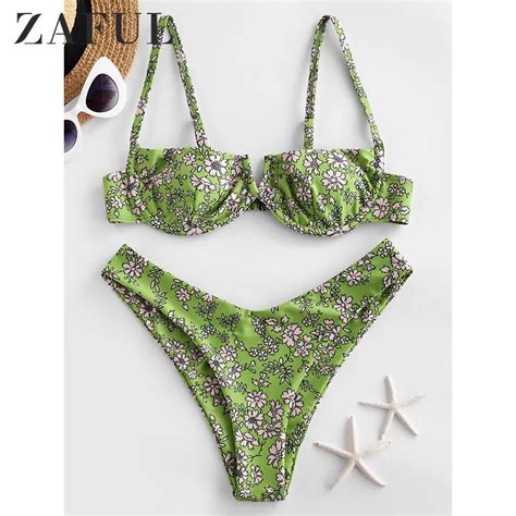 Zaful High Cut Underwire Bikini Set Swimwear Women Bikinis Mujer