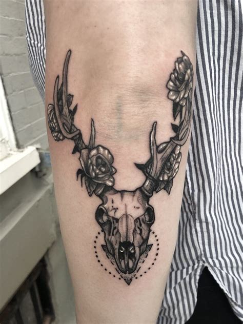 Half Stag Skull Tattoo