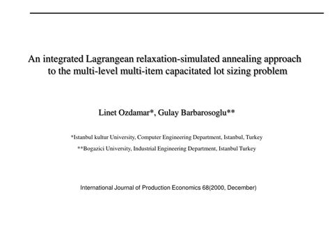 PPT Multi Level Multi Item Capacitated Lot Sizing Problem PowerPoint