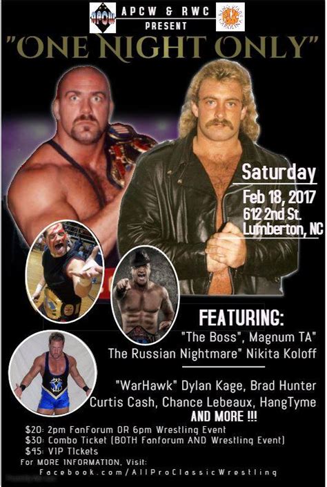 Ring Wars Carolina One Night Only Nikita Koloff And Magnum Ta