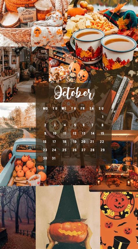 October Calendar Pumpkins And Halloween Vibe Collage Idea Wallpapers