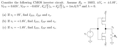 Solved Consider The Following Cmos Inverter Circuit Assume Chegg