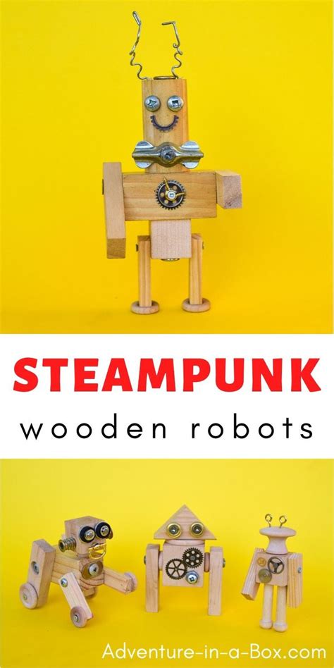 Diy Steampunk Wooden Robots Scrap Recycling Robot Craft Diy Robot