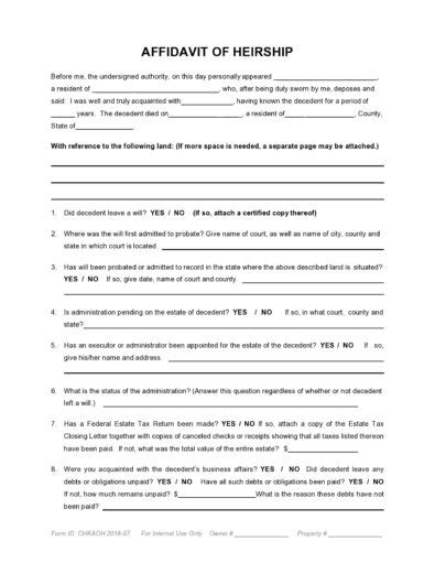 47 FREE Affidavit Of Heirship Forms Letters Certificates