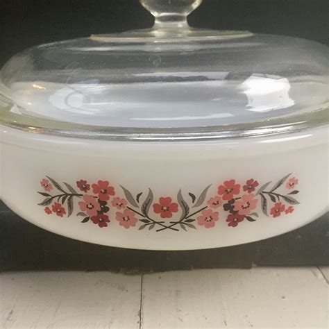 Vintage Fire King Primrose Casserole Dish With Glass Lid Vintage Fire